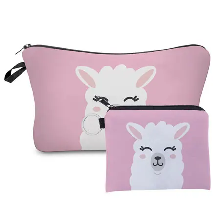 Jom Tokoy 2 PCS Printed Makeup Bag Cute Animal Pattern Cosmetic Bag Set for Women Combination Gift Organizer Bag HLZH205