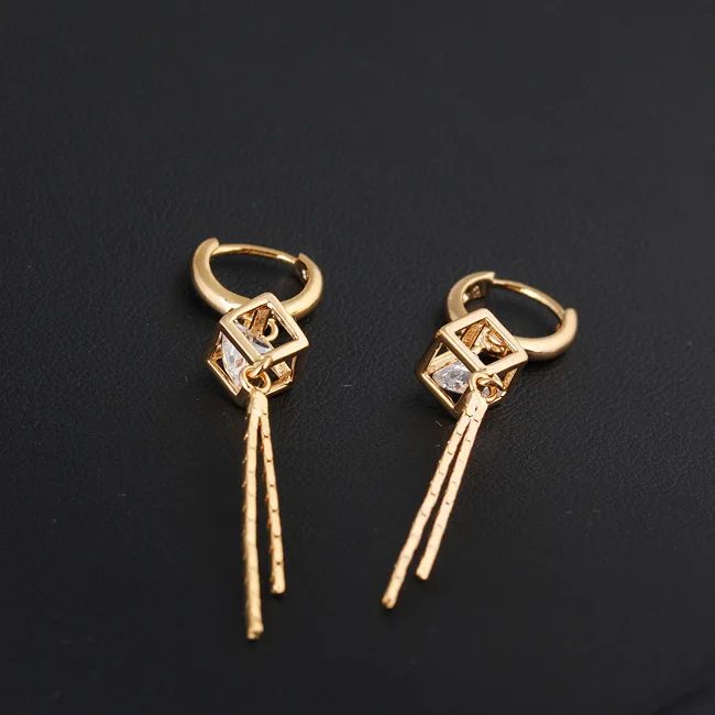 

Popular 925 Silver Mosaic Zircon Square Dangle Earrings Trendy Fashion Charm Jewelry Accessories Gifts for Women Her
