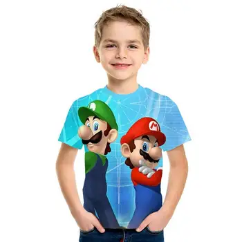 

summer fashion Kids Tops Newest Harajuku style child T-shirt Super Mario 3D print Boys and girls Cartoon shirt Short sleeve