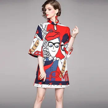 

BGW 3929ht High Neck Three Quarter Sleeves Straight Mini Cocktail Dresses Floral Print 2020 Vestido Blanco Mujer Coctel