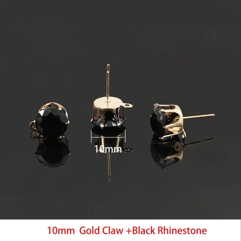 10mm Gold Claw С украшением в виде кристаллов Уха Pin Выводы 3/4/5/6/8/10 мм серьги-гвоздики в форме основные шпильки пробки разъем для изготовления ювелирных изделий DIY аксессуары - Цвет: 10mm Gold Claw