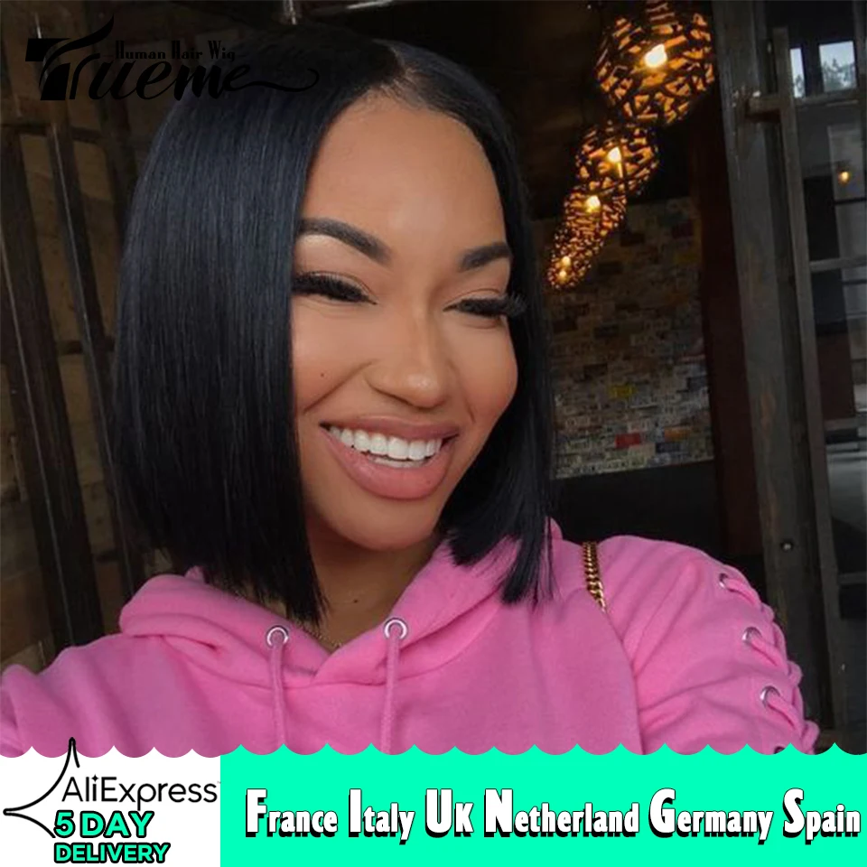 

Trueme Brazilian Straight Remy Hair I Part Lace Human Hair Lace Wigs For Black Women Layered Short Bob Lace Front Wigs Sale