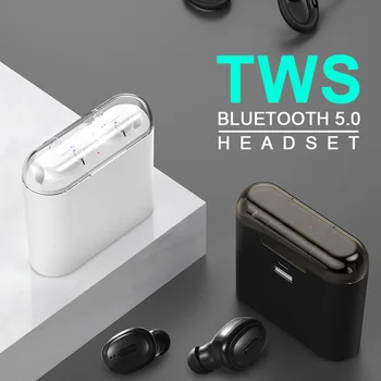 

Mini Wireless Bluetooth Headphone TWS Noise Reduction Voice Message 2200mah LED Power Digital Display 4000mah Bass