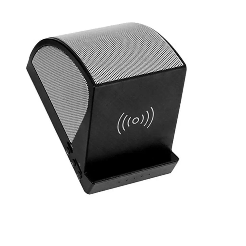 Qi Быстрое беспроводное зарядное устройство bluetooth динамика стерео держатель телефона Мобильная мощность Быстрое беспроводное зарядное устройство беспроводной стерео сабвуфер - Цвет: Черный