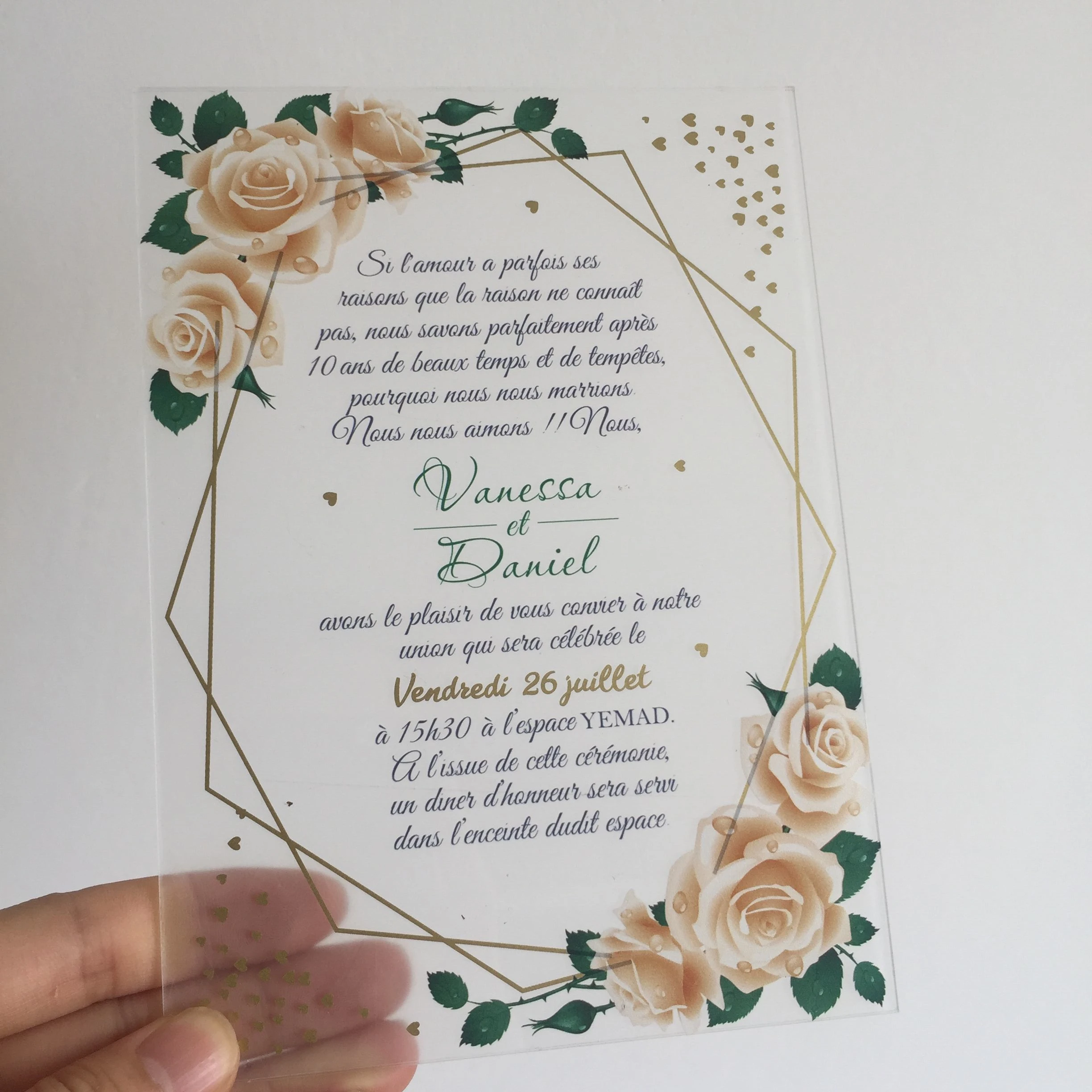 Texte d'impression florale de 5x7 pouces Carte d'invitation de