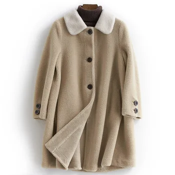 

Real Fur Coat Female Wool Jacket Vintage Autumn Winter Coat Women Clothes 2020 Korean Sheep Shearling Tops Manteau Femme 23716