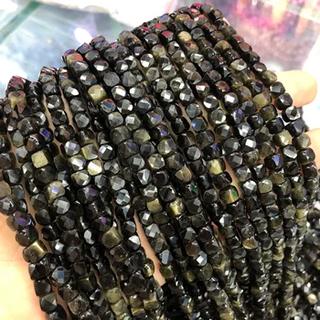 

New Fashion Natural Stone Beads Golden Vermiculite Stone 4x4mm Loose Beads for Jewelry Making Necklace DIY Bracelet