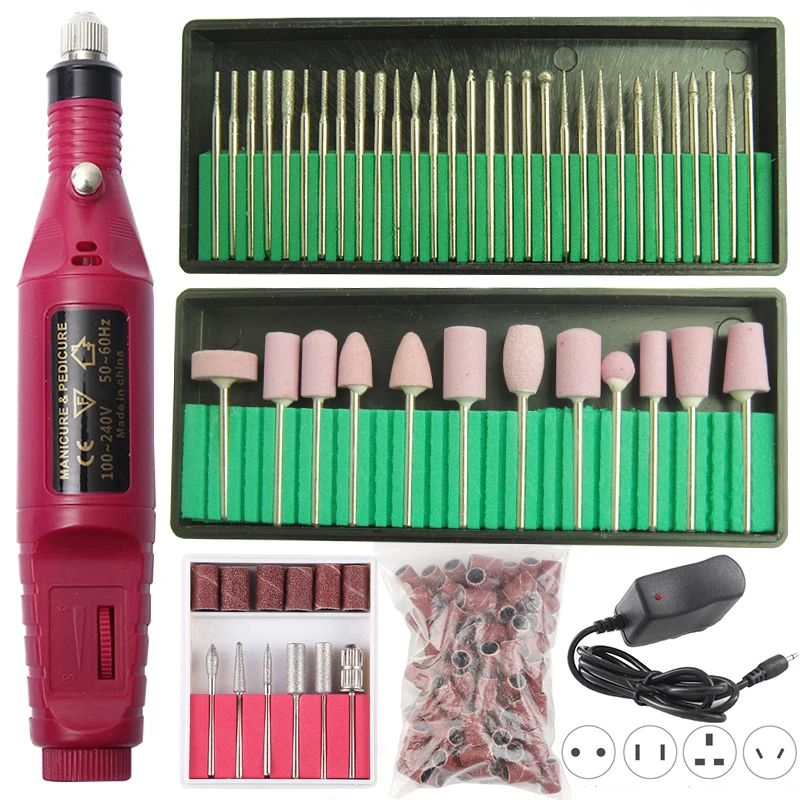 1 Set Professional Electric Nail Drill Machine Pen for Manicure Pedicure Tips Polish Sanding Nail Drill Bits Nail Gel Mill Kit