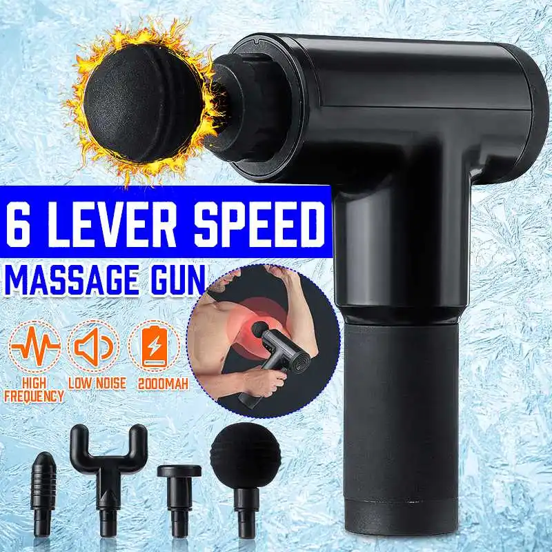 

6 Gears Therapy Massage Guns 3600r/min 6 speed Muscle Massager Pain Sport Massage Machine Relax Body Slimming Relief 4 Heads