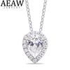 AEAW 1.0carat 5x7mm Pear Cut D Color VVS1 Moissanite Necklace Classic Style Solid 18k White Gold Fine Pendant Neckllace For Lady 1