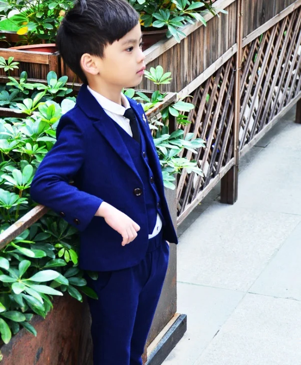 Детский костюм с блейзером коллекция года, костюмы для мальчиков на свадьбу, жилет+ блейзер+ штаны, Детские официальные костюмы Корейская куртка для мальчиков, костюмы для дня рождения