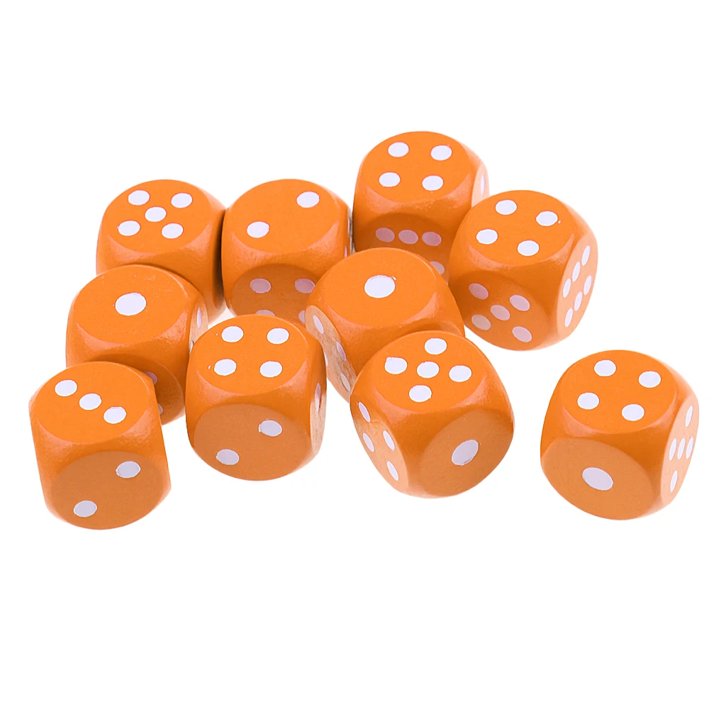 10 Pieces Wooden Dice D6 Dotted Dice for D&D TRPG MTG Board Game Toy