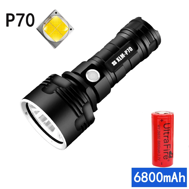 Супер яркий светодиодный фонарь L2 XHP70.2 тактический фонарь USB Перезаряжаемый 3 модели освещения Linterna водонепроницаемый фонарь для кемпинга - Испускаемый цвет: P70 6800mAh battery