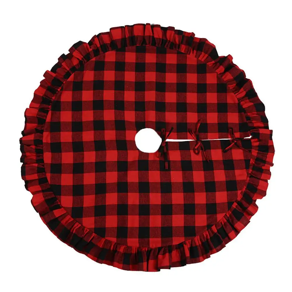 Red plaid Рождественская елка юбка фартуки гофрированный край круглый ковер для рождественской елки рождественские украшения для дома Новогодний Декор - Цвет: Red plaid
