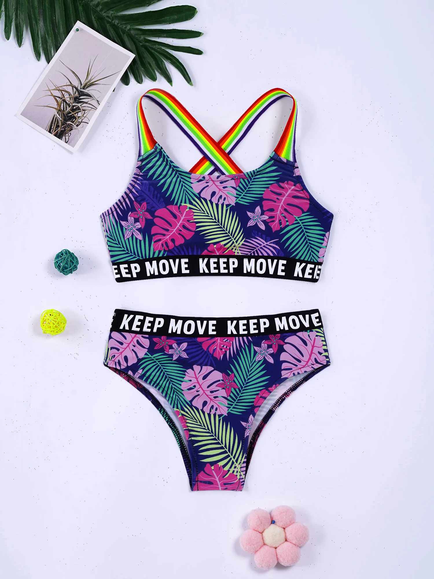 Kids Girls Bikini Swimwear Swimsuits Outfits Bathing Suits Stretchy Tankini Sets Tank Tops with Bottoms Shorts Beachwear Sets