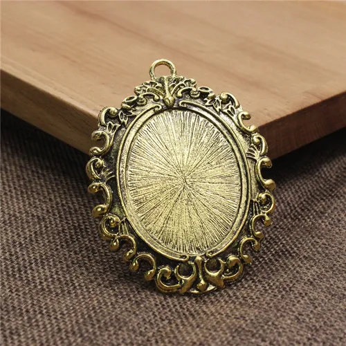 Vintage Oval Metal Bezel Settings for DIY Jewelry Making (30x40mm) - 2 Pack