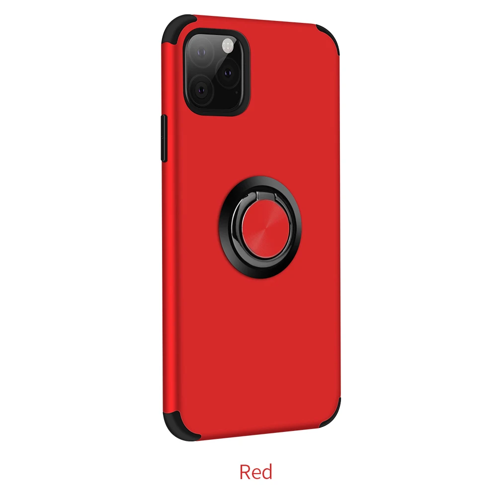 Автомобильный Магнитный чехол Eqvvol для iPhone 11 Pro MAX XS XR X, противоударный чехол-держатель с кольцом для iPhone 8, 7, 6, 6s Plus, 10, задняя крышка, чехол - Цвет: Red Black