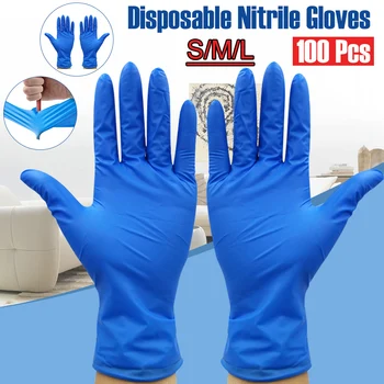 

100pcs Non-slip Disposable Nitrile Blue Gloves Food Cooking Gloves Kitchen Cleaning Universal Household Garden Rubber Gloves