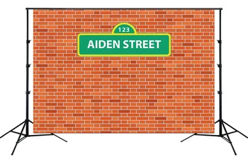 

Custom Sesame Street Theme Birthday Party Backdrops Red Brick Wall Background Banners Photo Studio Background Poster Decorations