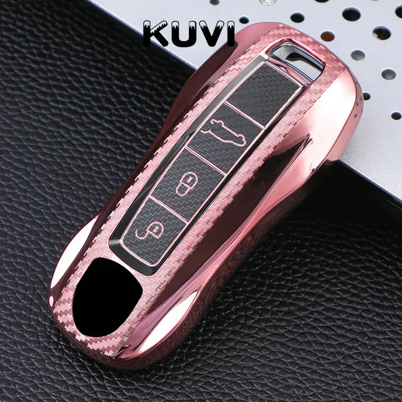 Carbon Tpu Car Key Fob Holder Cover Case For Porsche Cayenne 911 996 Panamera Macan Leather Protection Shell Auto - - Racext™️ - - Racext 25