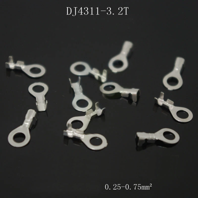 100pcs 3.2 Round terminal block M3 ring lug brass tin plated photo
