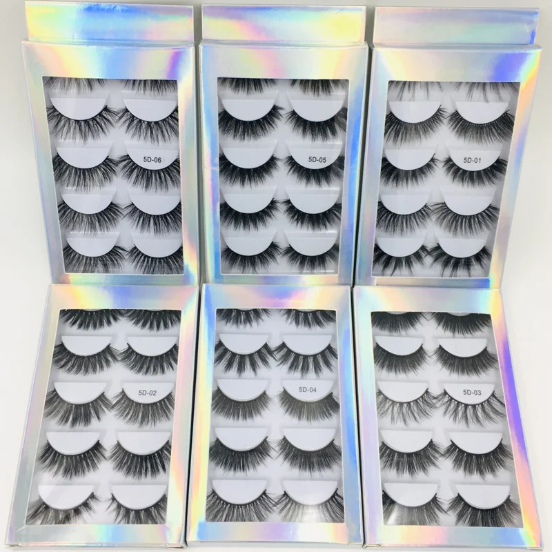 5 Pairs 3d Faux Mink False Eyelashes Thick Volume Natural for Beauty Makeup Extension Fake Eyelashes Strip Lashes Laser Box