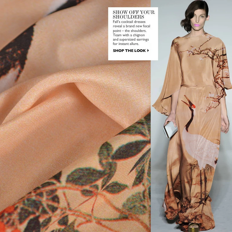 Китайский ветер журавль печатных шелк cheongsam ручной работы ткань DIY шелковое платье рубашка одежда ткань