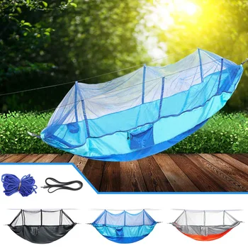 

1-2 Person Portable Outdoor Camping Hammock with Mosquito Net High Strength Parachute Fabric Hanging Bed Hunting Sleeping Swing