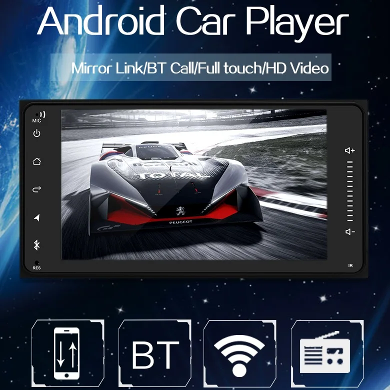 2din Автомагнитола Android 8,1 Автомобильный мультимедийный плеер авторадио " сенсорный экран gps Bluetooth FM wifi автоматический аудио плеер стерео