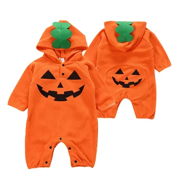 

Halloween Baby Girl Clothes Infant Newborn Pumpkin Print Romper Jumpsuit Hooded Outfits halloween costume for baby