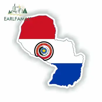 

EARLFAMILY 13cm x 13cm For Paraguay Map Flag Graffiti Sticker Personality Creative Decals Retro Vintage Mouth Car Pull Flower