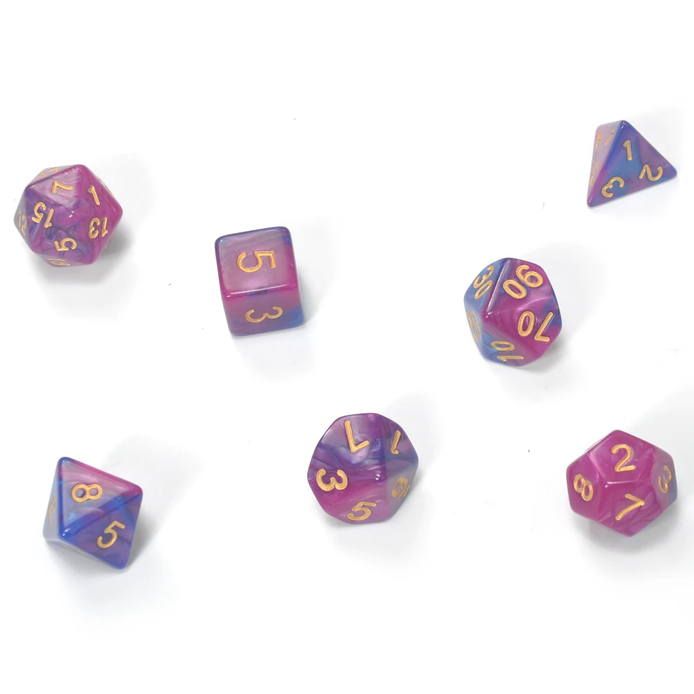 Продвижение 2-х цветный набор Игральный костей с Туманность эффект покер d &amp d4 d6 d8