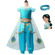 Алладин Принцесса Жасмин, маскарадное красивое платье для девочек, нарядное платье для девочек, костюмы, костюмы, косплей на Хэллоуин, Рождество, От 3 до 10 лет