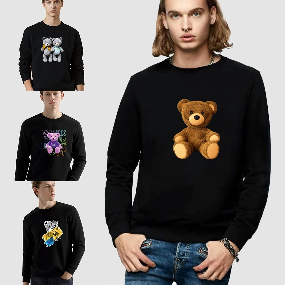 Men's Youth Clothing Long sleeved Sweatshirt Casual Pullover Teddy Bear  Print Pattern Series O neck Autumn Warm Fashion Hoodie|Hoodies & Sweatshirts|  - AliExpress