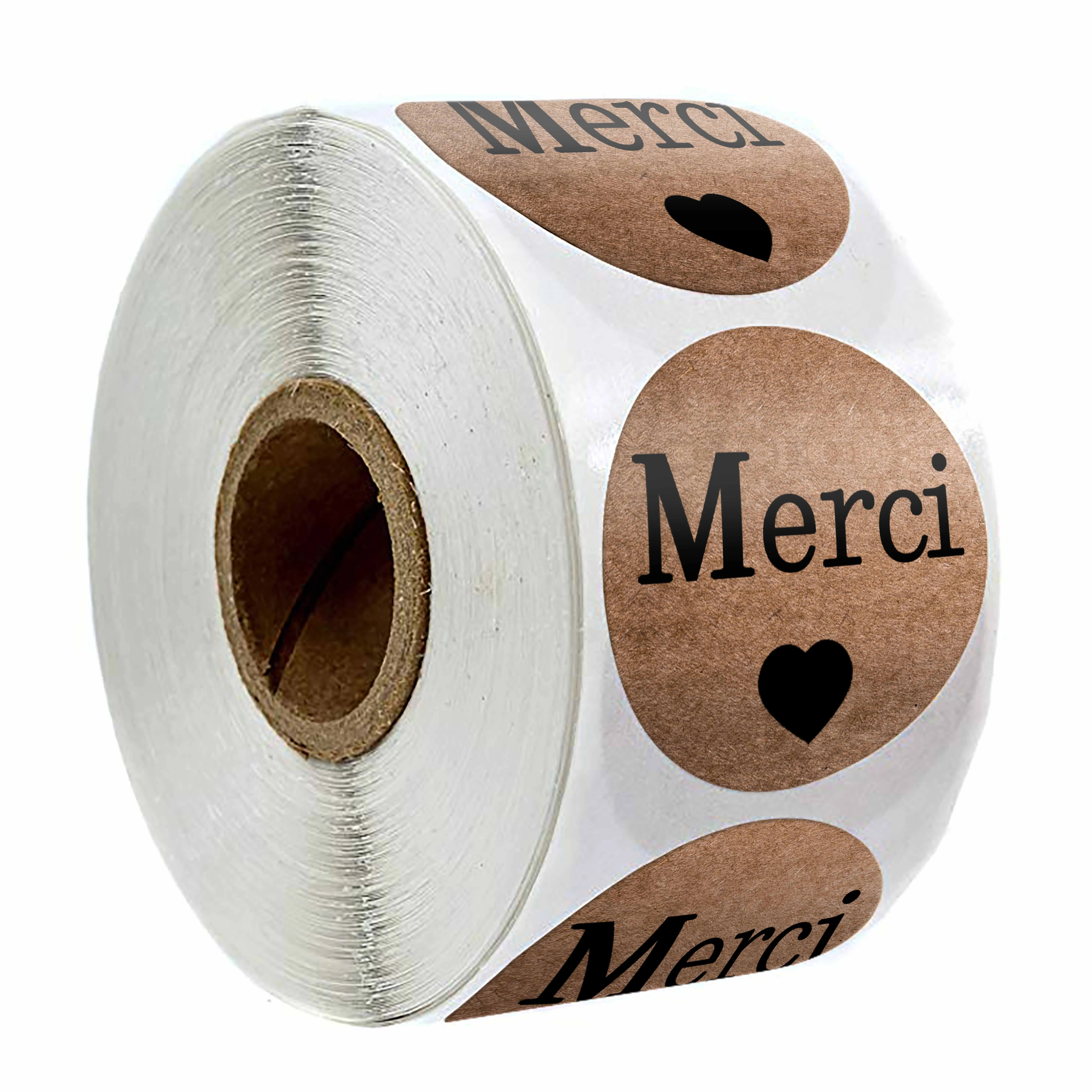 

500pcs/roll france "Merci" sticker for envelope package notebook decoration labels thank you sticker kids toy gift sticker