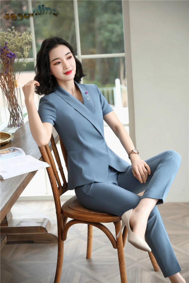 

2020 New Styles Formal Women Business Suits with Pants and Jackets Coat for Ladies Office Work Wear Professional OL Blazers Set