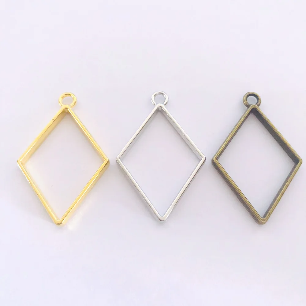 

10Pcs Metal Prismatic Geometric Hollow Frame Pendant Charm UV Epoxy Resin Craft Bezel For DIY Jewelry Making Accessories