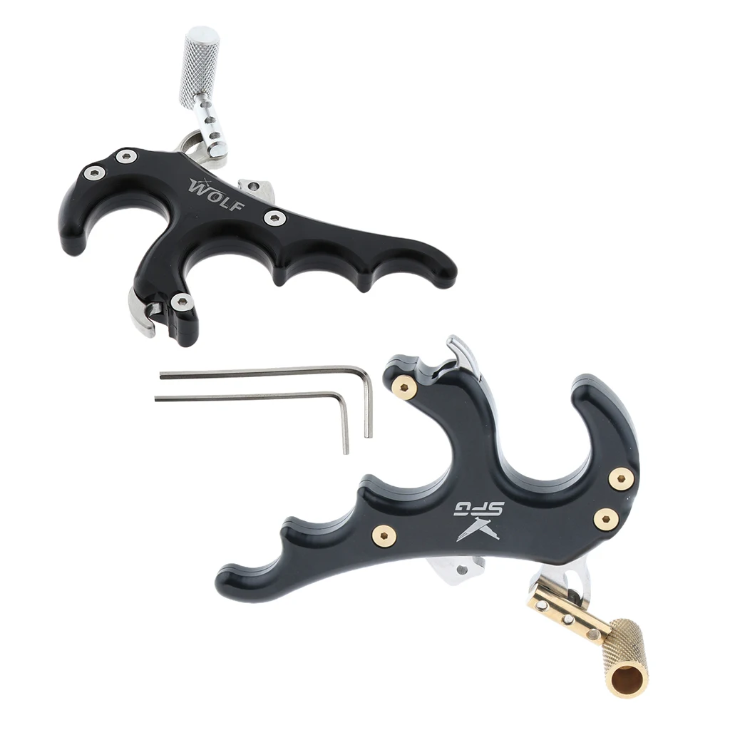 2pcs Compound Bow Archery Release Aid Trigger 4 Finger Grip Archery accessories for Target Hunting Practice Training Beginners
