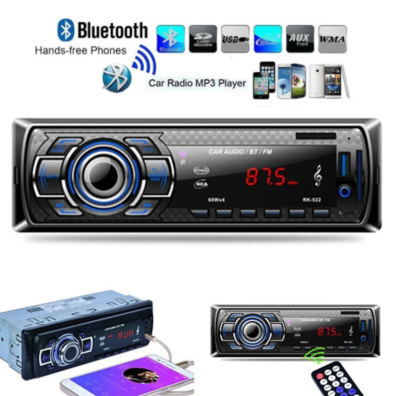 Vehemo Черный MP3 плеер аксессуары Автомобильный MP3 головное устройство для Bluetooth FM радио автомобильный для музыки