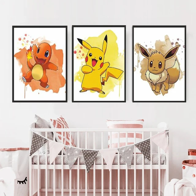 Pokemon Anime Watercolor Canvas Painting Pikachu Posters and Prints Art Print Pictures Boys Room Home Wall Decoration Kids Gifts 5