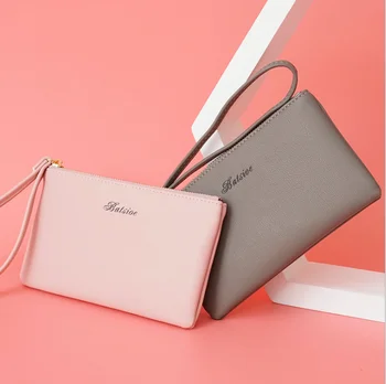 

New simple Ladies Wallets Clutch Solid Long coin purse women's wallet with Zipper pu leather mini bag of Big Capacity