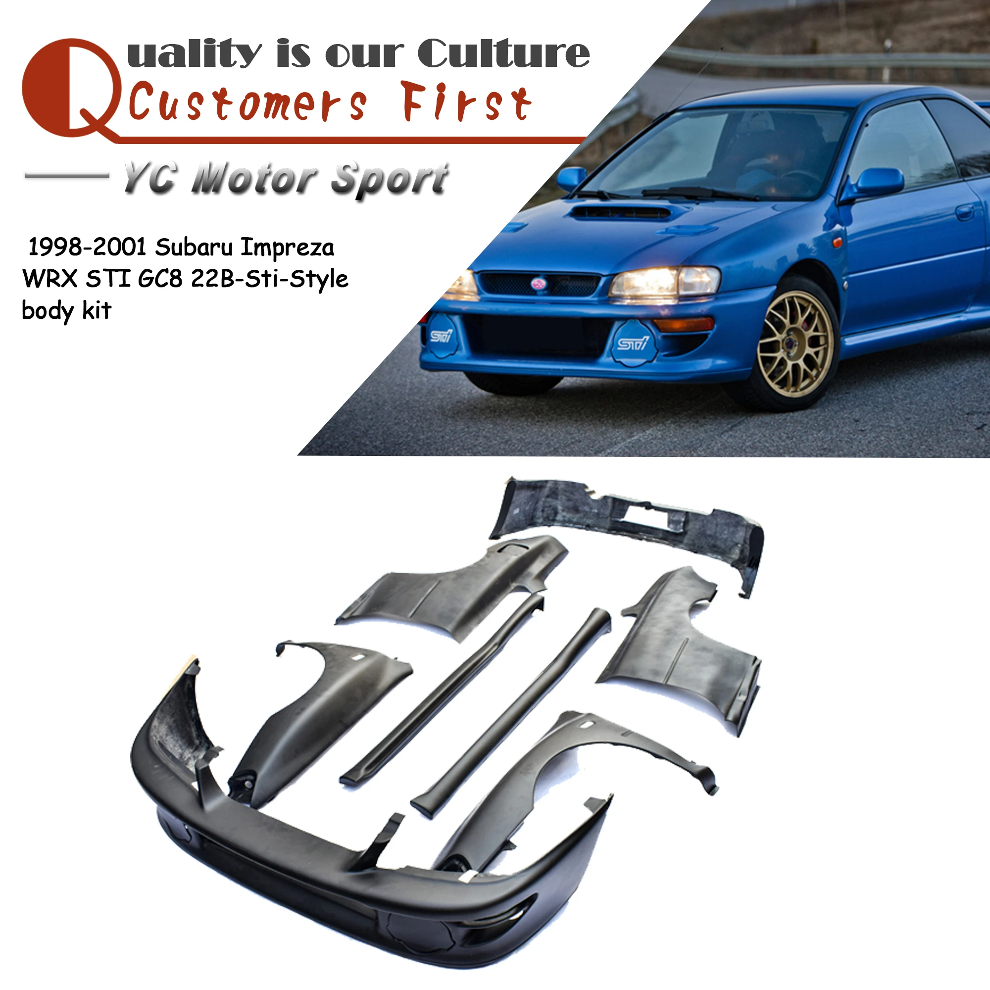 FRP 22BStiStyle Wide Body Kit Fender For 9801 Subaru Impreza WRX STI