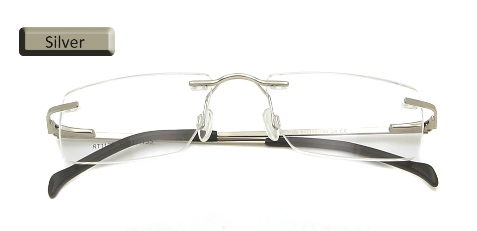 Rimless silVER ESNBIE сплав мужские оправы для очков мужской женский квадратный близорукость очки без оправы для очков для Для женщин пружинным шарниром - Цвет оправы: Rimless silVER