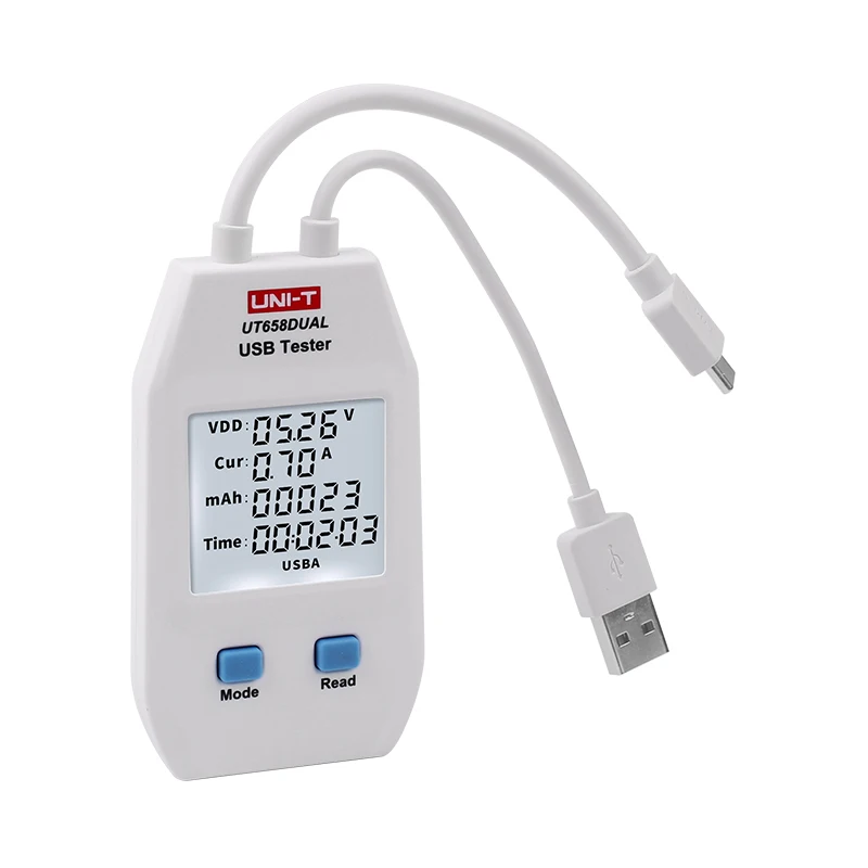 

New Version USB Tester UNI-T UT658Dual / UT658A/UT658C Mobile Power/Data Cable/Mobile Phone/Charging Equipment Quality Tester
