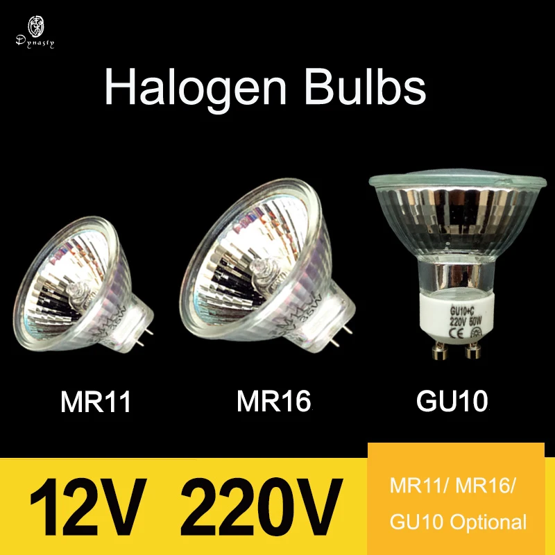 

10Pcs/Lot Halogen Spotlight Bulbs MR11/MR16/GU10 Various Holder Traditional 12V/220V Halogen Lighting Fixture Warm White Bulbs