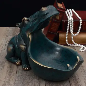 

Hippopotamus Sculpture Storage Tray Resin Artware Statue Decor Sundries Home Decoration Accessories Desk Decoration