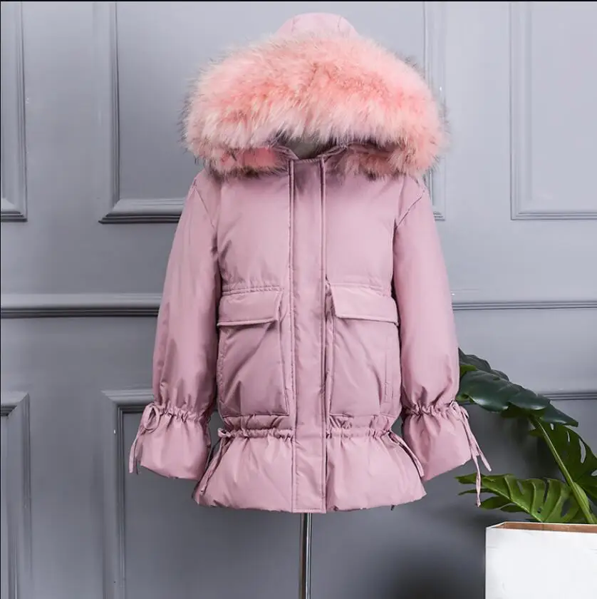 Grand vrai Raccon col en fourrure hiver manteau femmes mi-long vers le bas Parka femme canard doudoune femmes lâche chaud