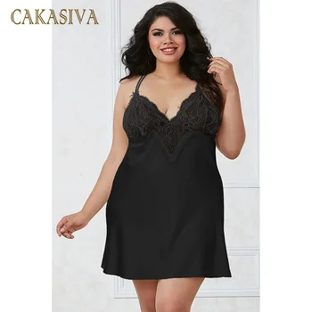 

2020 Summer New Plus-sized Sexy Nightgown Women's Home Loose Nightdress Sexy Strap Lace Skirt Lingerie Nightwear 5XL