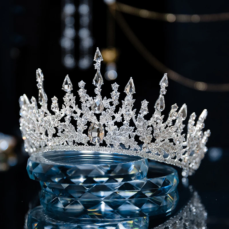 Himstory благородная потрясающая Серебряная корона со стразами и диадемы Свадебная Корона невесты женский свадебный венок ювелирные изделия