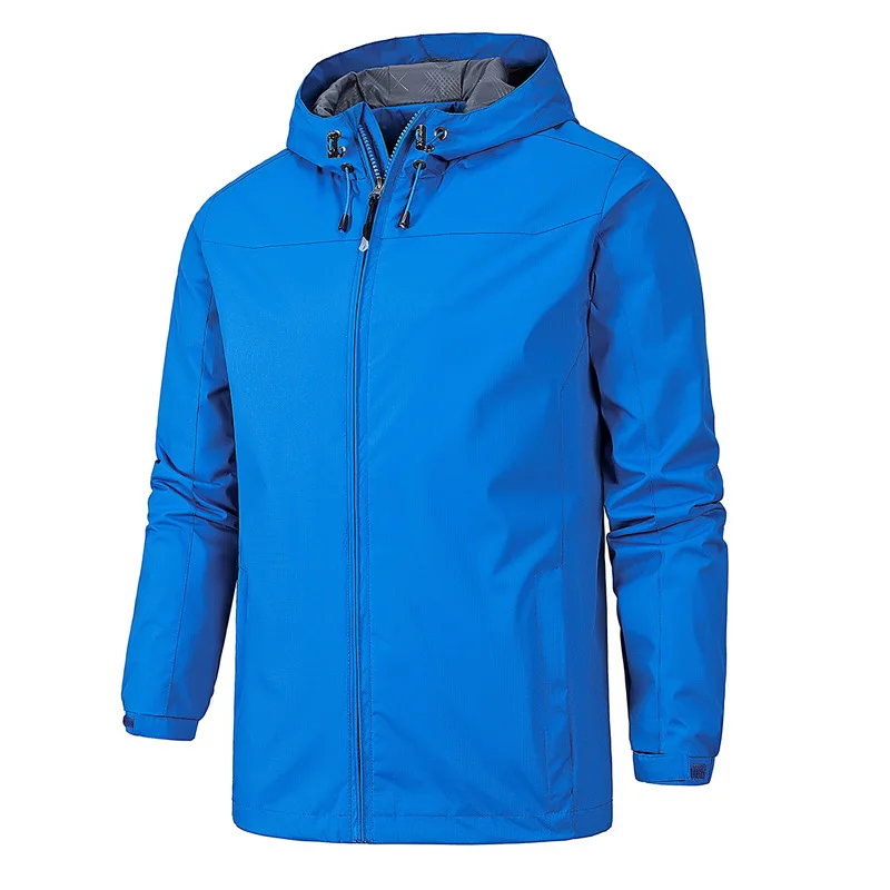 

Windbreaker Men Casual Autumn Winter Jacket Lightweight Solid Color Zipper Hooded Custom Your Logo Windproof Outwear